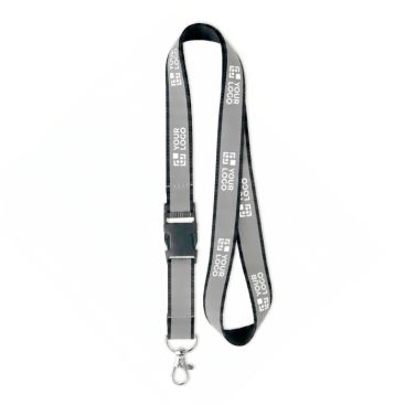 Lanyard desmontable hecho a medida con revestimiento reflectante gris