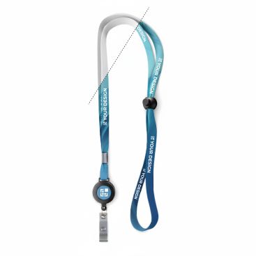 Lanyard ajustable de poliéster fino con mosquetón extensible