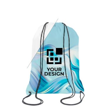 Mochila de poliéster de cuerdas negras hecha a medida en tamaño grande