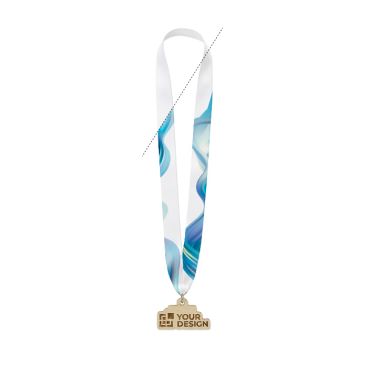 Medalla personalizable de madera hecha a medida con cinta cosida en V