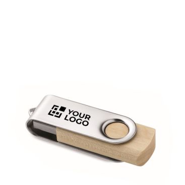 Clásica memoria USB de madera hecha a medida con estuche giratorio