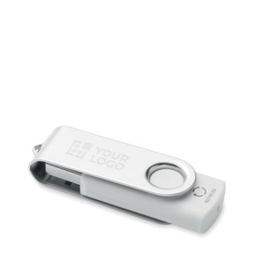 Memoria USB blanca hecha a medida con materiales reciclados
