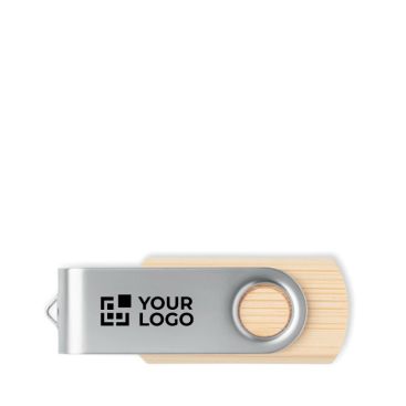 Memoria USB hecha a medida con carcasa de bambú y cubierta metálica