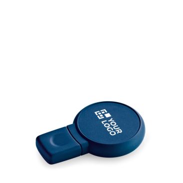 Memoria USB hecha a medida con forma circular y acabado de goma