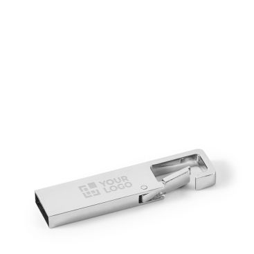 Memoria USB de metal rectangular hecha a medida con mosquetón