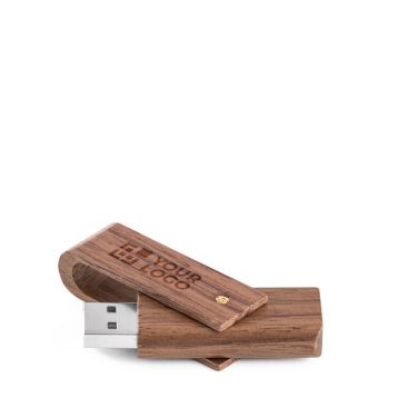 Memoria USB hecha a medida giratoria hecha de madera de nogal