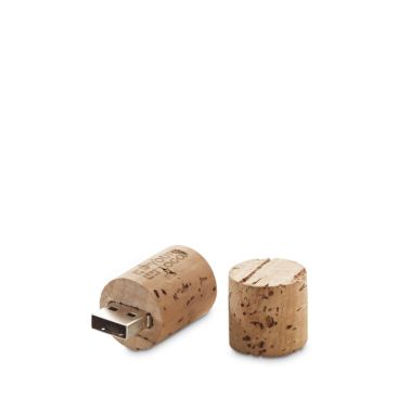 Memoria USB hecha a medida de corcho en forma de tapón de vino