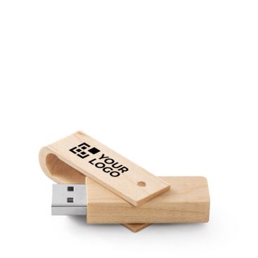 Memoria USB hecha a medida de madera de bambú o arce giratorio
