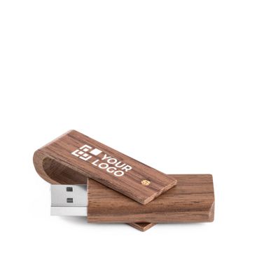 USB hecho a medida en madera de nogal totalmente giratorio