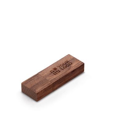 Memoria USB hecha a medida hecha de madera de nogal con tapón