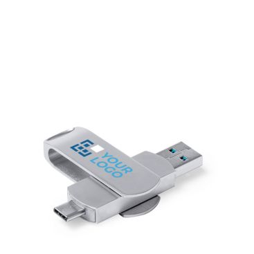 Memoria USB hecha a medida giratoria de metal con conexión tipo C