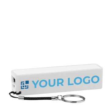 Batería externa personalizable con llavero de 2200mAh para merchandising color Blanco