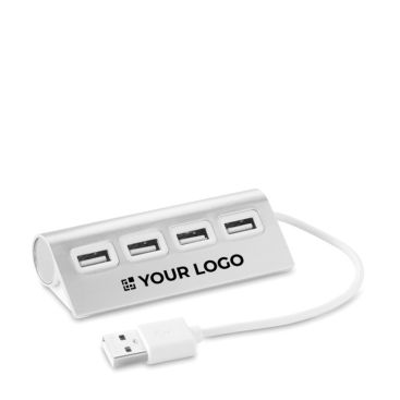 Hub publicitario de aluminio en color con 4 puertos USB 2.0 Hub publicitario de aluminio en color con 4 puertos USB 2.0