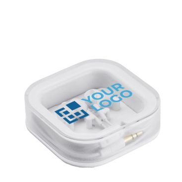 Auriculares de cable de silicona de color blanco en caja transparente para regalar
