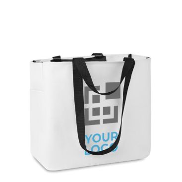 Bolsa impresa con logo de poliéster 600D con bolsillo interior de color negro