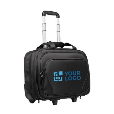 Trolley de poliéster con bolsillo para portátil 17” con dos ruedas de color negro