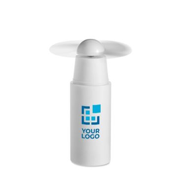 Ventilador con funcionamiento a pilas de plástico y tamaño compacto de color blanco