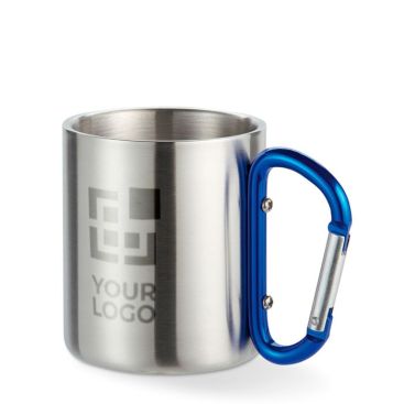 Taza personalizada de acero inox con asa de mosquetón en 220ml Taza personalizada de acero inox con asa de mosquetón en 220ml