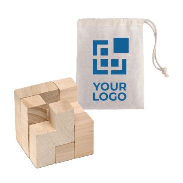 Puzzle de madera publicitario en bolsa de algodón Puzzle de madera publicitario en bolsa de algodón