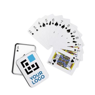 Baraja de cartas en caja metal personalizada con logo