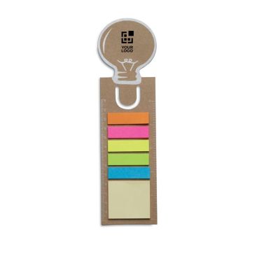 Punto de libro con notas adhesivas en color y regla Punto de libro con notas adhesivas en color y regla