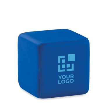 Pelota antiestrés personalizado con logo en forma de cubo de colores