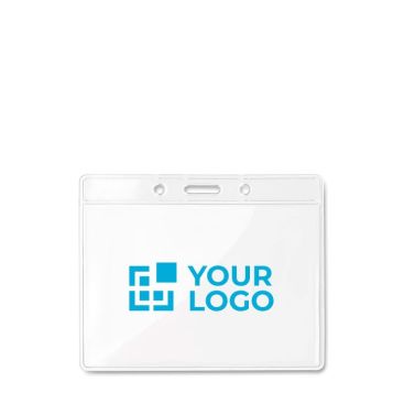 Identificador para credenciales transparente en forma rectangular para congresos y empresas