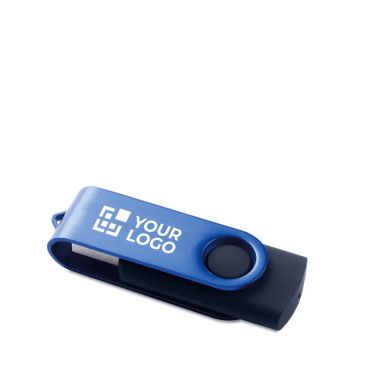 USB publicitario con clip de color y cuerpo de goma negro de 2GB a 256GB