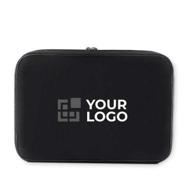 Funda con logo para portátil tamaño universal con espuma y cremallera 15'' de color negro