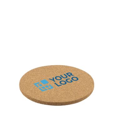 Posavasos redondo de corcho de color madera para empresas con logotipo