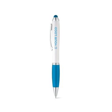 Un boli táctil clásico con cuerpo de color blanco tinta azul
