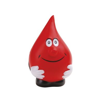 Pelota antiestrés publicitaria en forma de gota de sangre