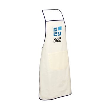Delantal personalizado de algodón con bolsillo y reborde de color