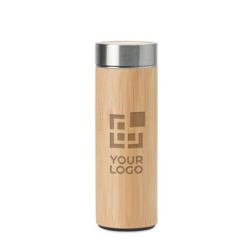 Termo personalizado de acero y bambú con infusor 400ml