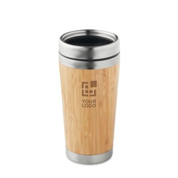 Taza térmica personalizada de acero y bambú 400ml Taza térmica personalizada de acero y bambú 400ml