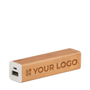 Powerbank de bambú con logo impreso o grabado 2.200 mAh