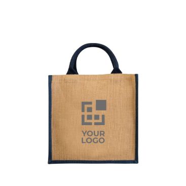 Bolsa de yute promocional con asas de cordón de algodón Bolsa de yute promocional con asas de cordón de algodón
