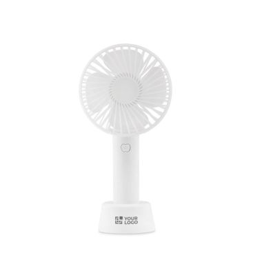 Ventilador USB personalizado portátil con batería y 3 velocidades de color blanco