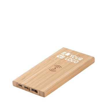 Powerbank inalámbrico publicitario de bambú 5.000 mAh 