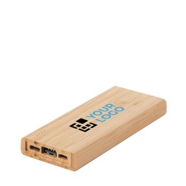 Powerbank para empresas con carcasa de bambú 5.000 mAh de color natural para eventos corporativos
