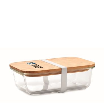 Fiambrera rectangular de vidrio con tapa de bambú 900ml