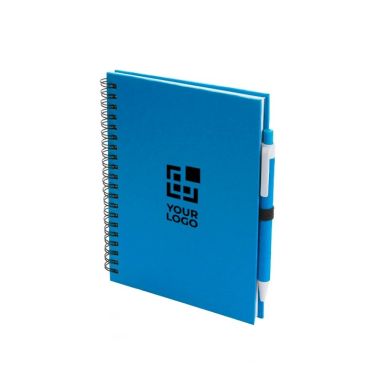 Cuaderno promocional con anillas, boli y hojas lisas