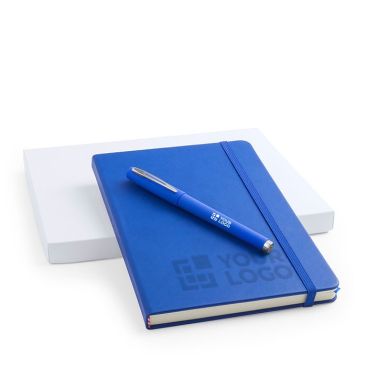 Libreta y boli en estuche de cartón A5 hojas lisas