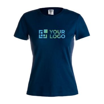 Camisetas para publicidad baratas de mujer en color azul marino de algodón 100% de 150g/m2