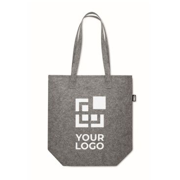 Bolsa para la compra de tela con asas largas hecha de fieltro RPET en color gris para branding