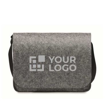 Bolsa para portátil de fieltro RPET con cierre de velcro 15'' de color gris