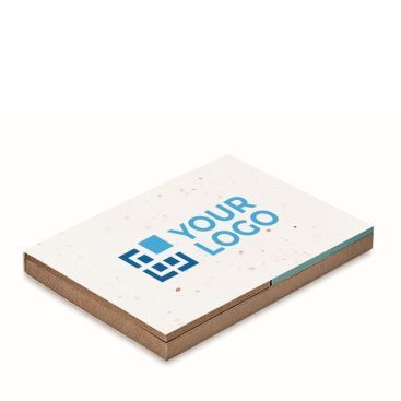 Bloc de notas promocional semilla flores color blanco