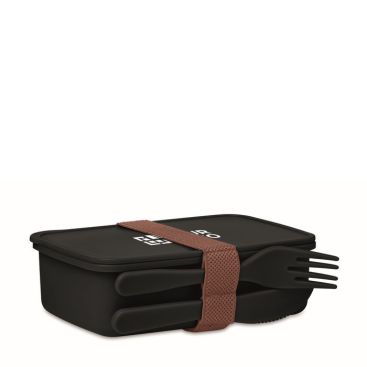 Fiambrera para merchandising con cubiertos 700ml apta para microondas y lavavajillas