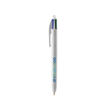 Bolígrafo de la marca BIC con tinta de cuatro colores azul, rojo, verde y negro