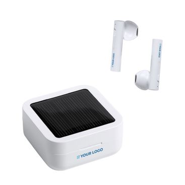 Auriculares inalámbricos con carga solar y pantalla en  colo blanco
